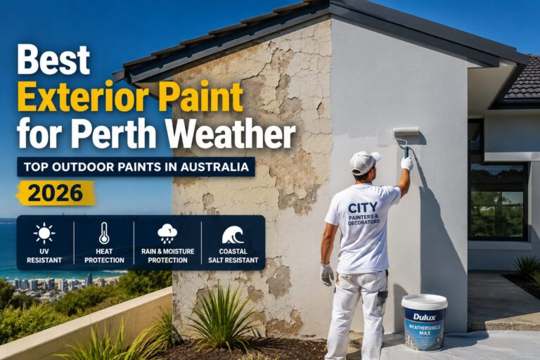 Best exterior paint for Perth weather showing peeling vs freshly painted house with UV, heat and coastal protection in Australia