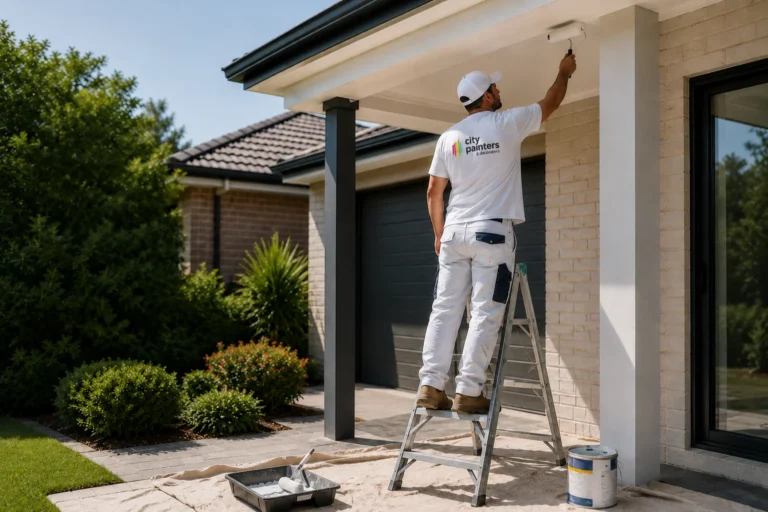 Commercial painting in Willagee, painter finishing an interior office wall