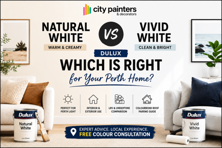 paint guide comparing natural white vs vivid white for home interiors and exteriors