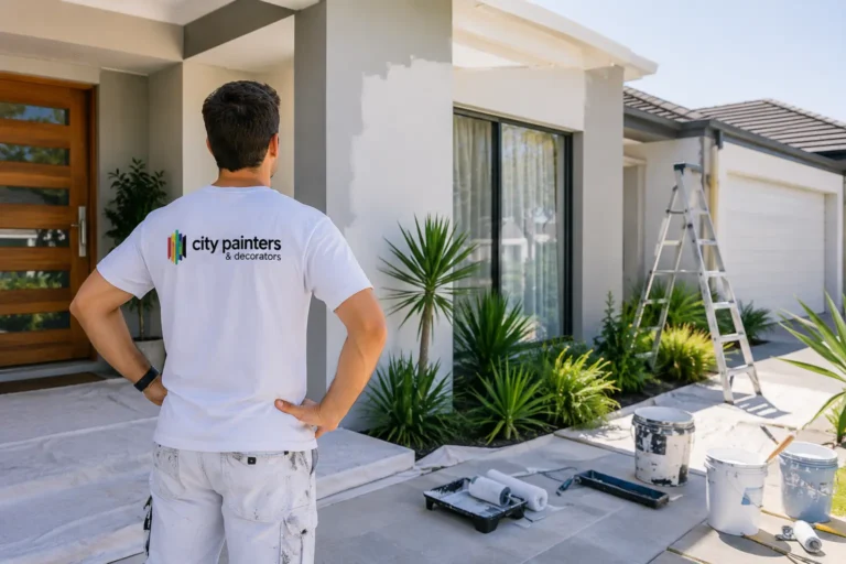 Residential painter assessing exterior house painting job in Canning Vale