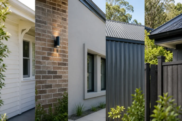 Range of exterior surface finishes painted by City Painters in Gooseberry Hill including weatherboard, brick and render