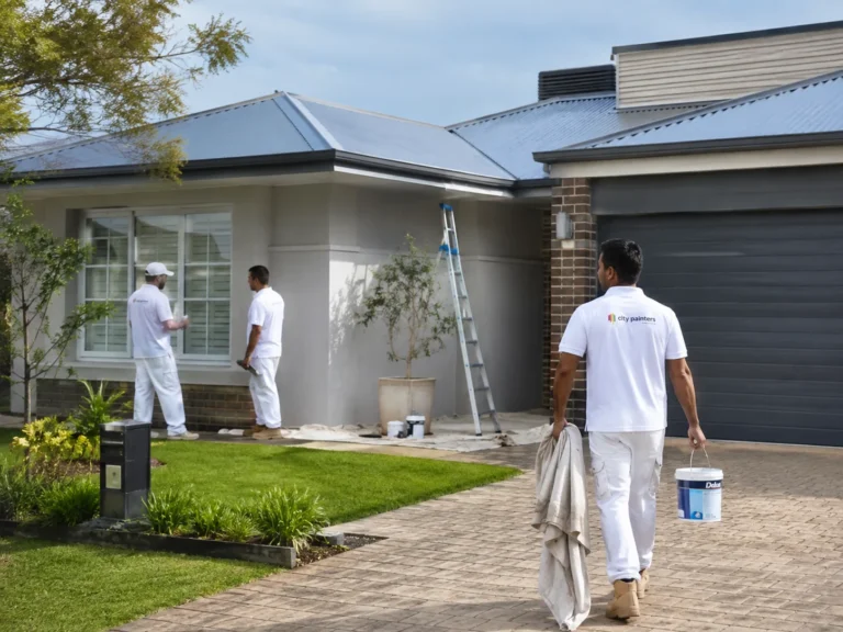 Residential painting team in Madeley painting the exterior walls of a family home
