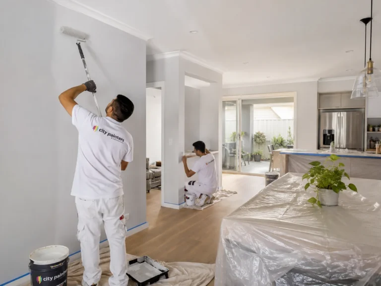 Residential painters in Madeley painting interior living and kitchen area walls
